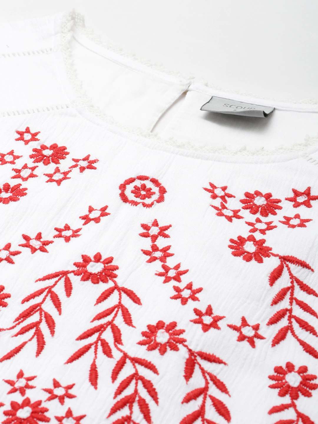 Scoup White Embroidered Shift Dress