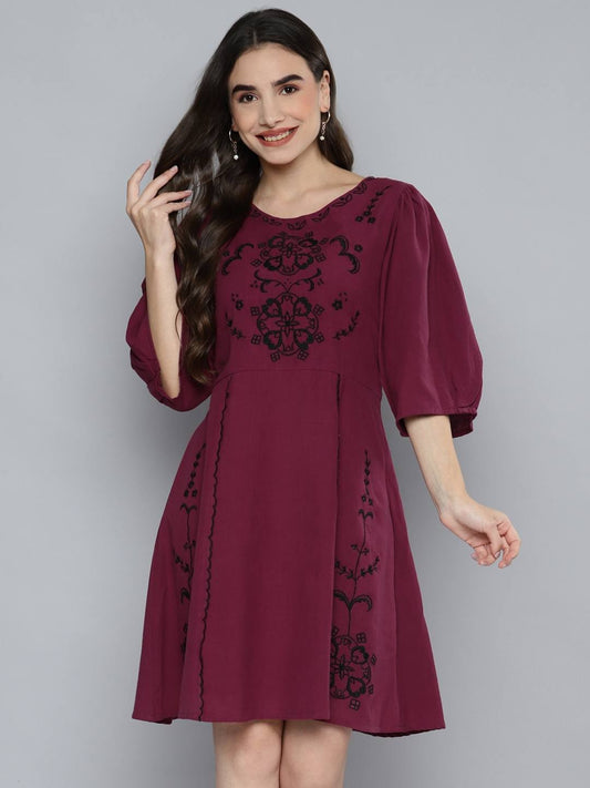 Scoup Mulberry Embroidered Cotton Linen Dress