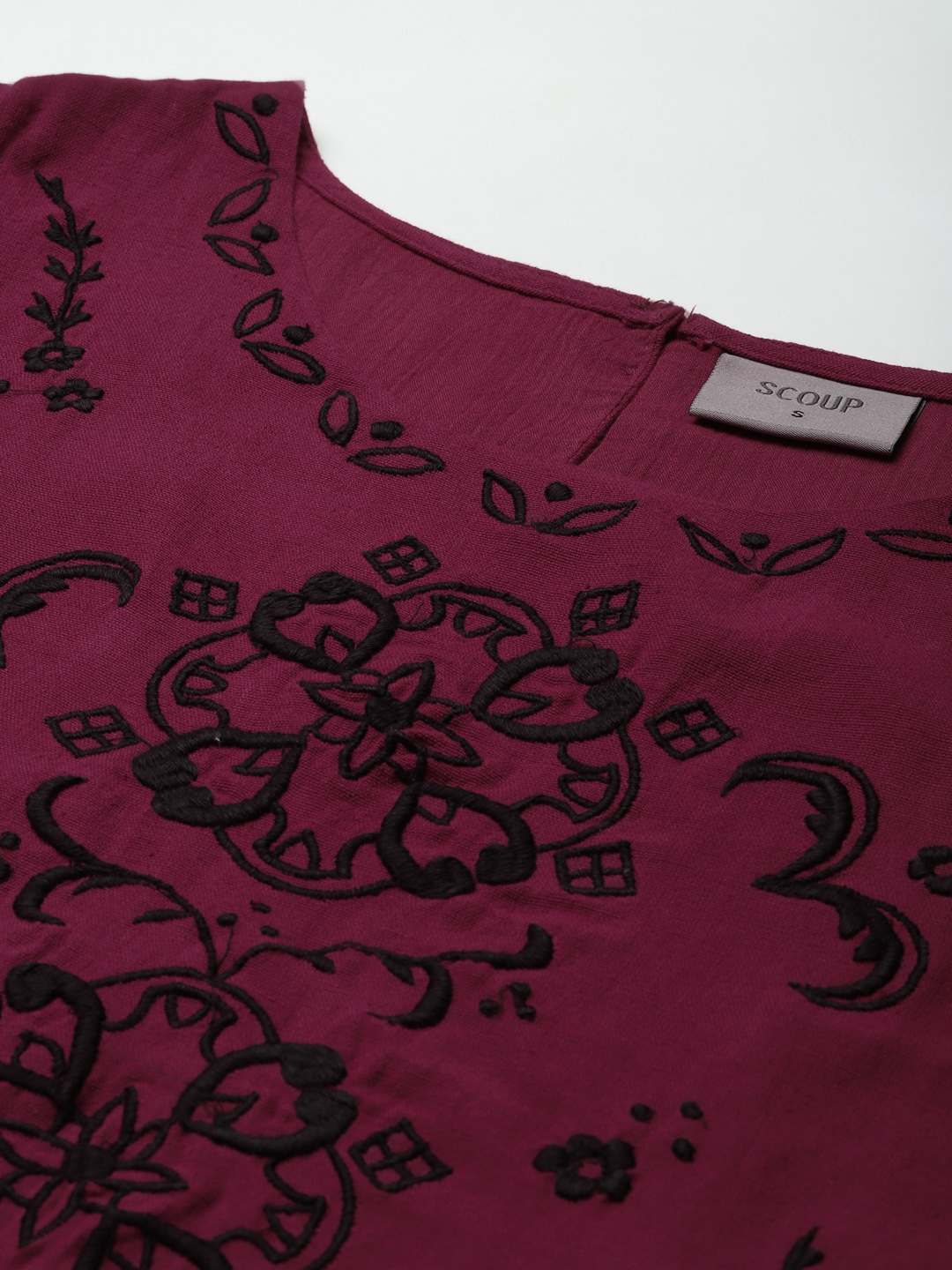 Scoup Mulberry Embroidered Cotton Linen Dress