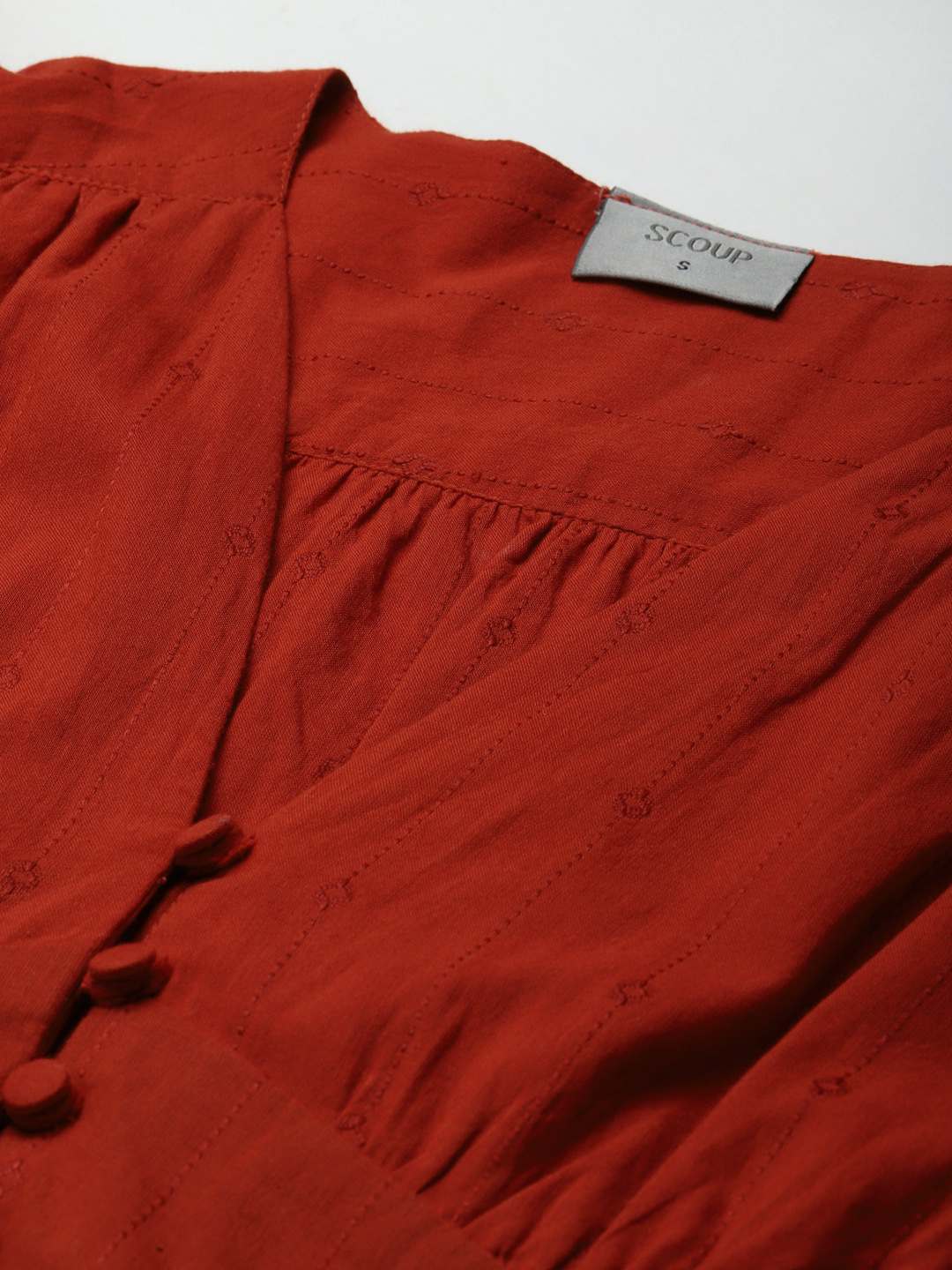 Red V-Neck Dobby Maxi Dress