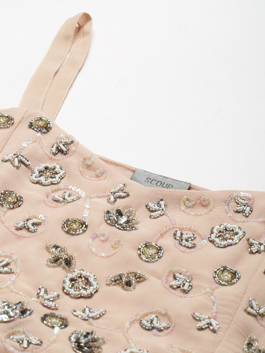 Scoup Beige Embellished Strappy Dress