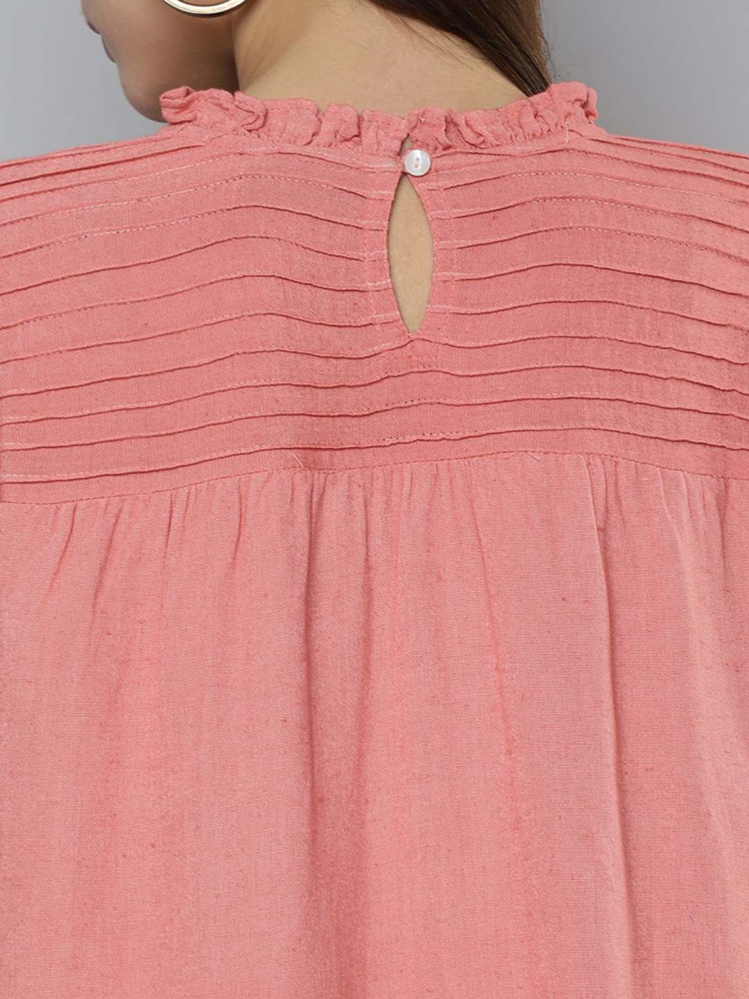 Scoup Peach Embroidered Knee length Dress