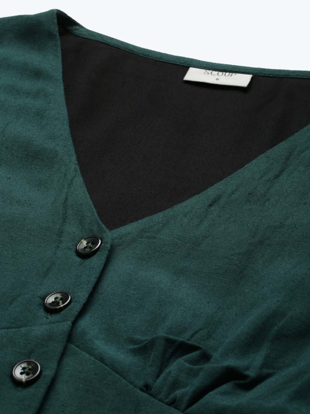Scoup Green Front Buttoned Midi Dress