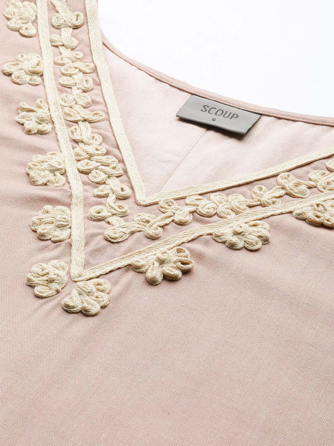 Scoup Thread work dusty pink dress