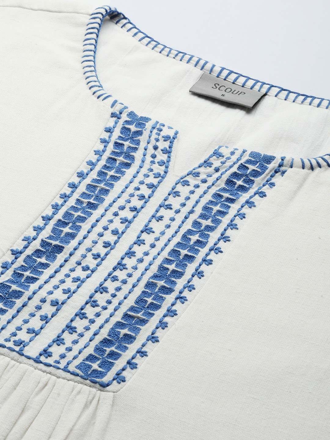 Scoup off white embroidered boho dress