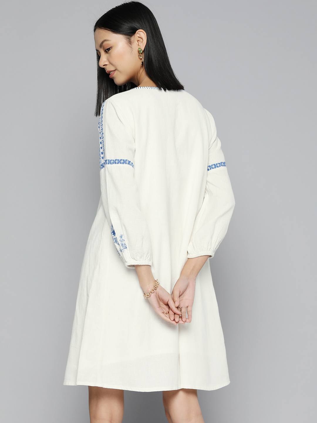Scoup off white embroidered boho dress