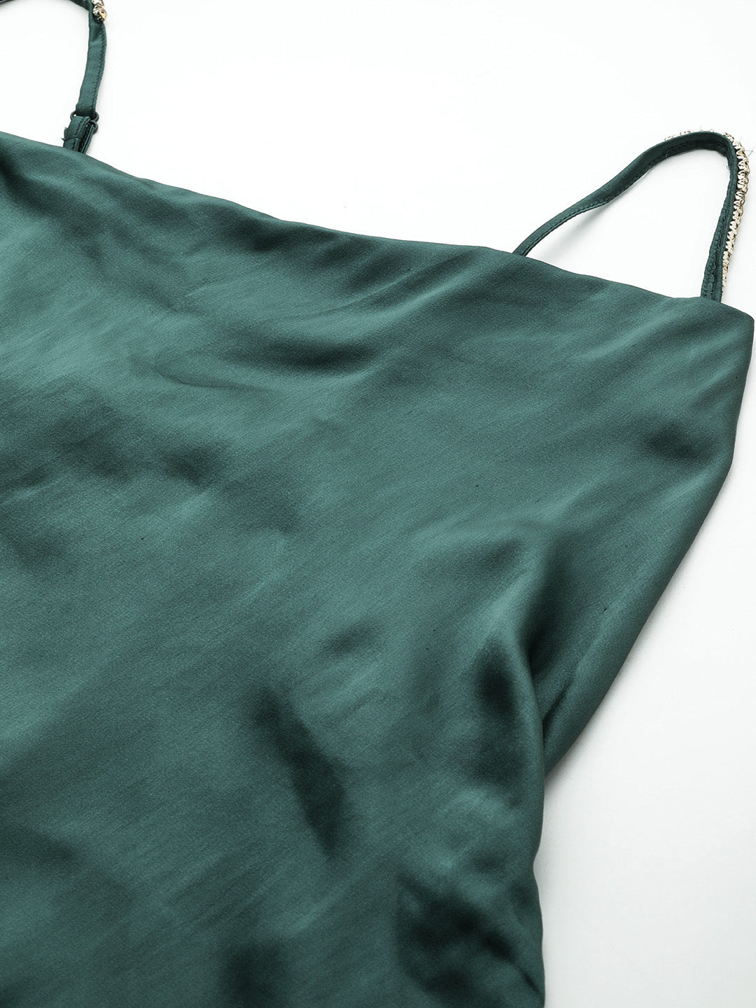 Scoup Green Cowl Neckline Satin Dress