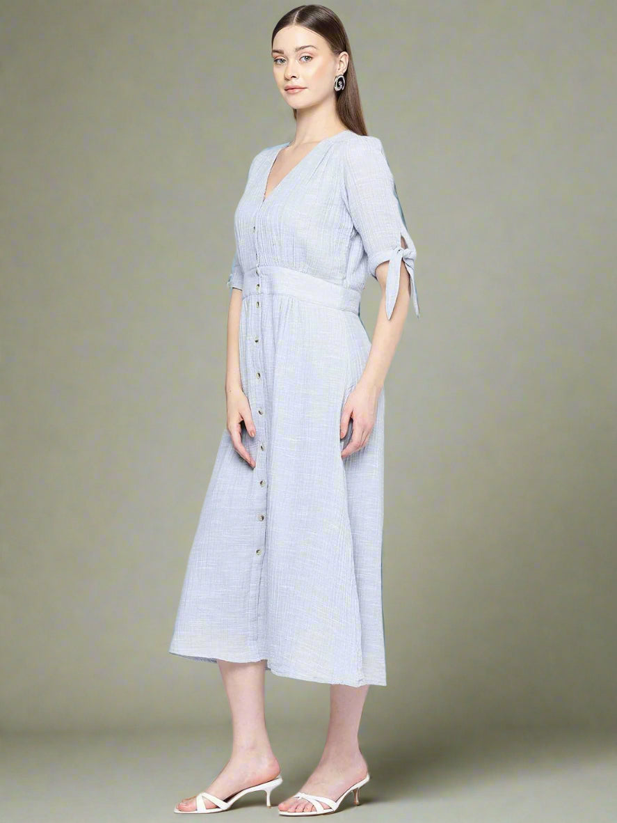 Scoup Puff Sleeve Fit & Flare Midi Dress