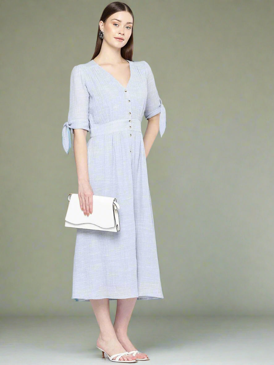 Scoup Puff Sleeve Fit & Flare Midi Dress