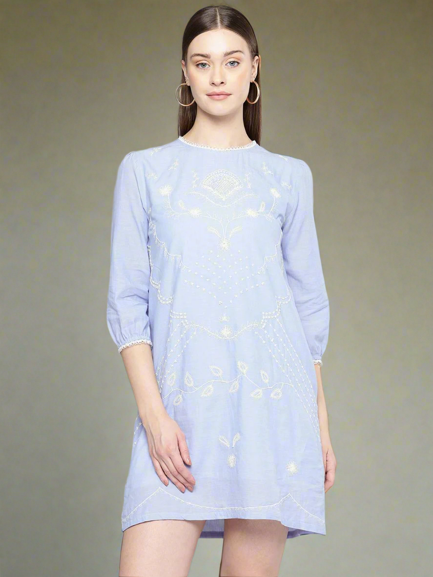 Floral Embroidered Shift Mini Dress
