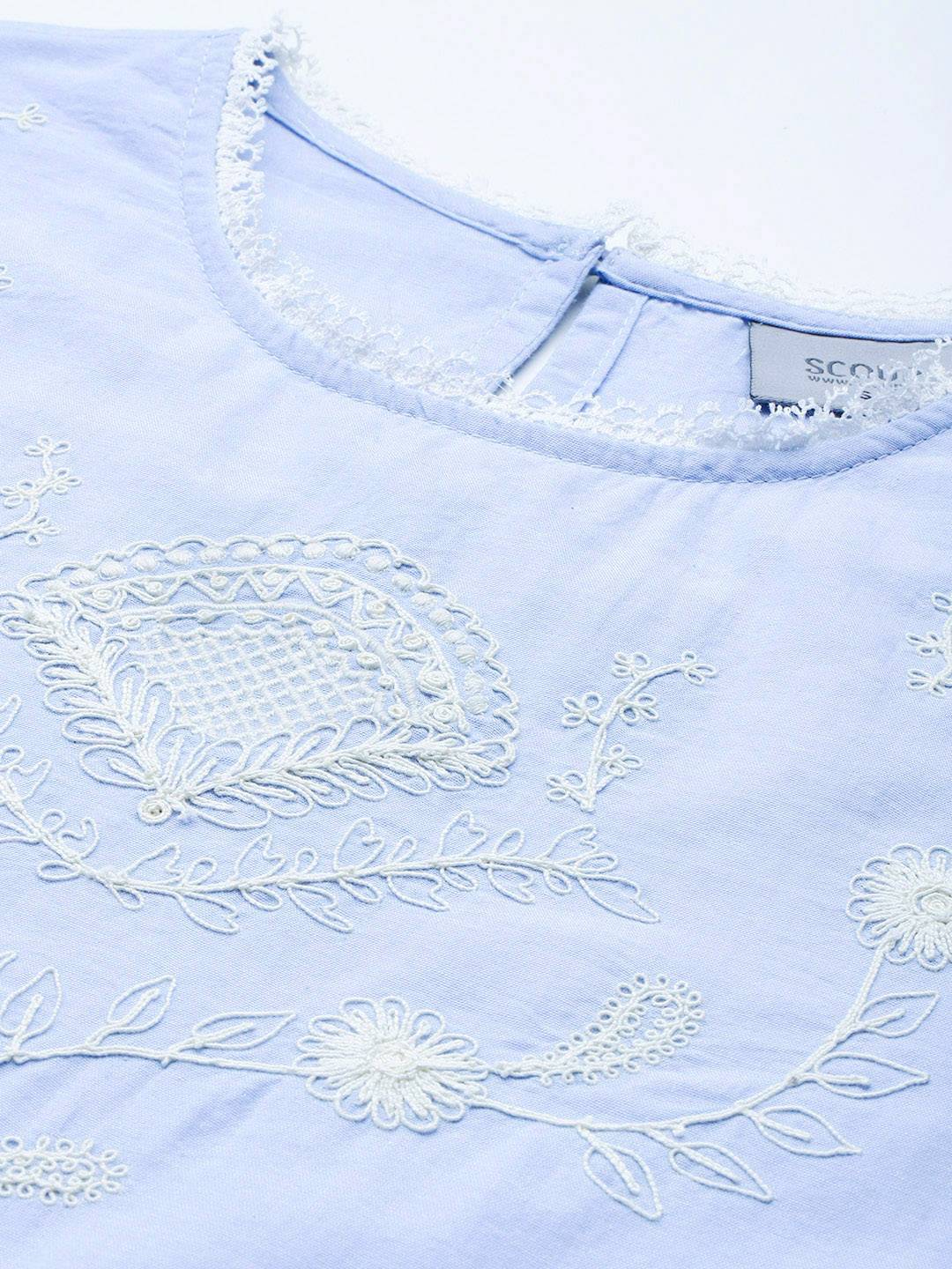 Scoup Floral Embroidered Shift Mini Dress