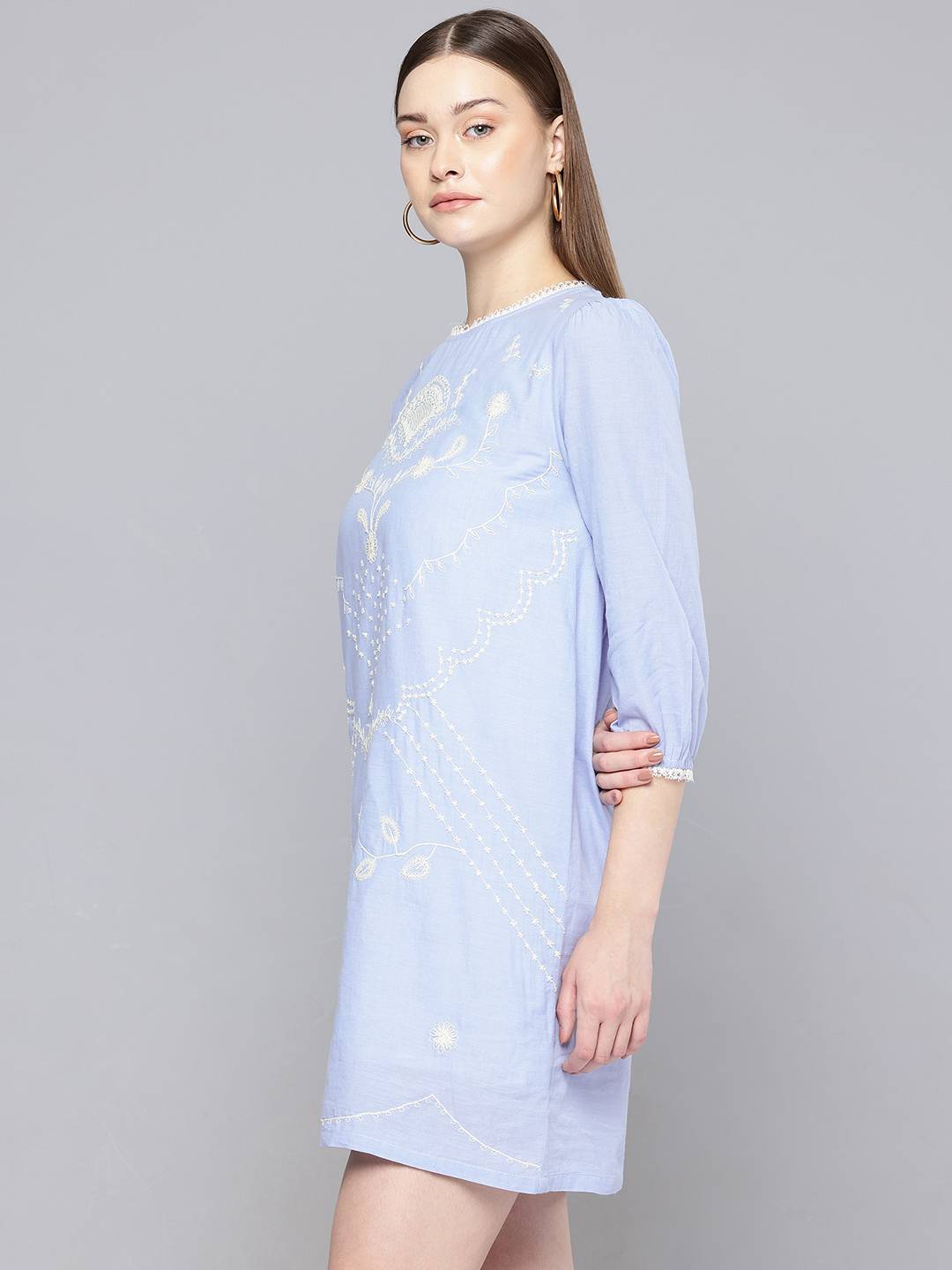 Scoup Floral Embroidered Shift Mini Dress