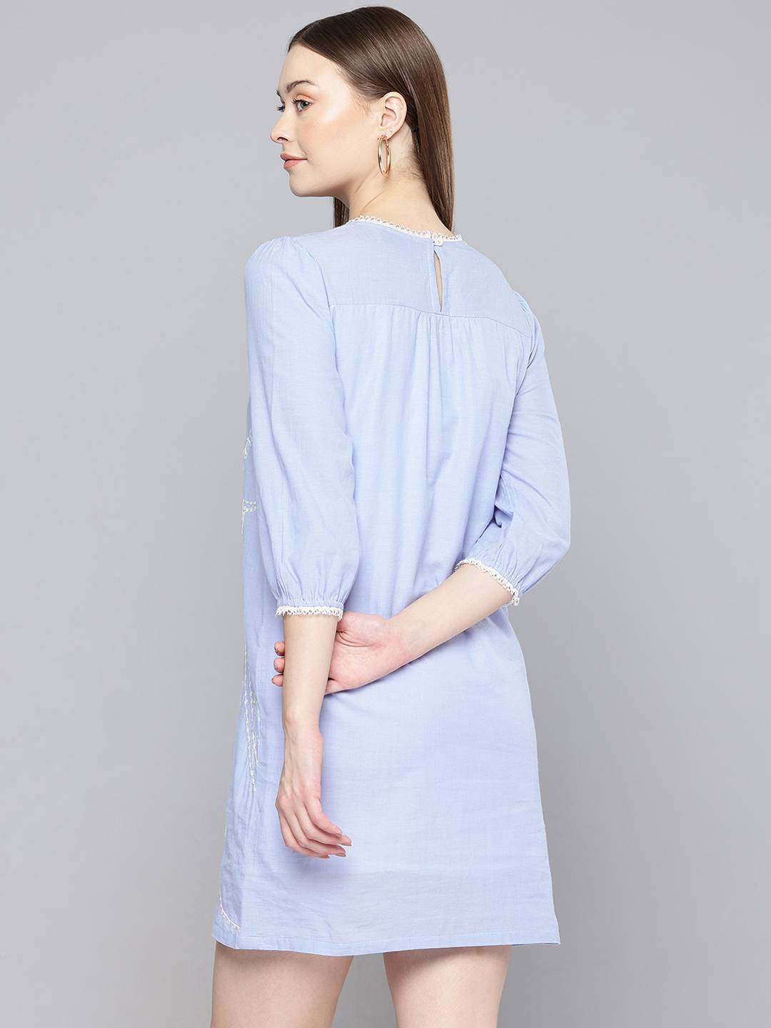 Scoup Floral Embroidered Shift Mini Dress