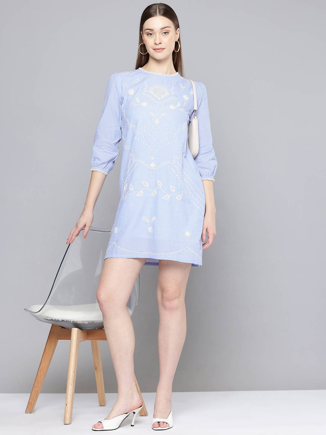 Scoup Floral Embroidered Shift Mini Dress