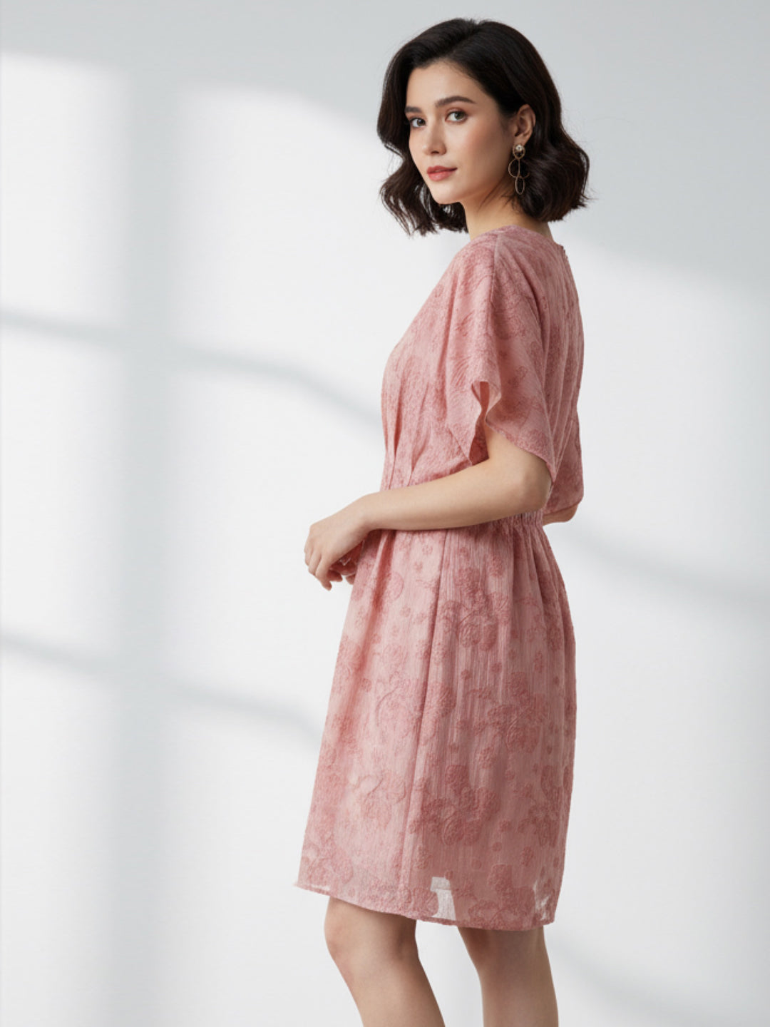 Jacquard Peach Dress