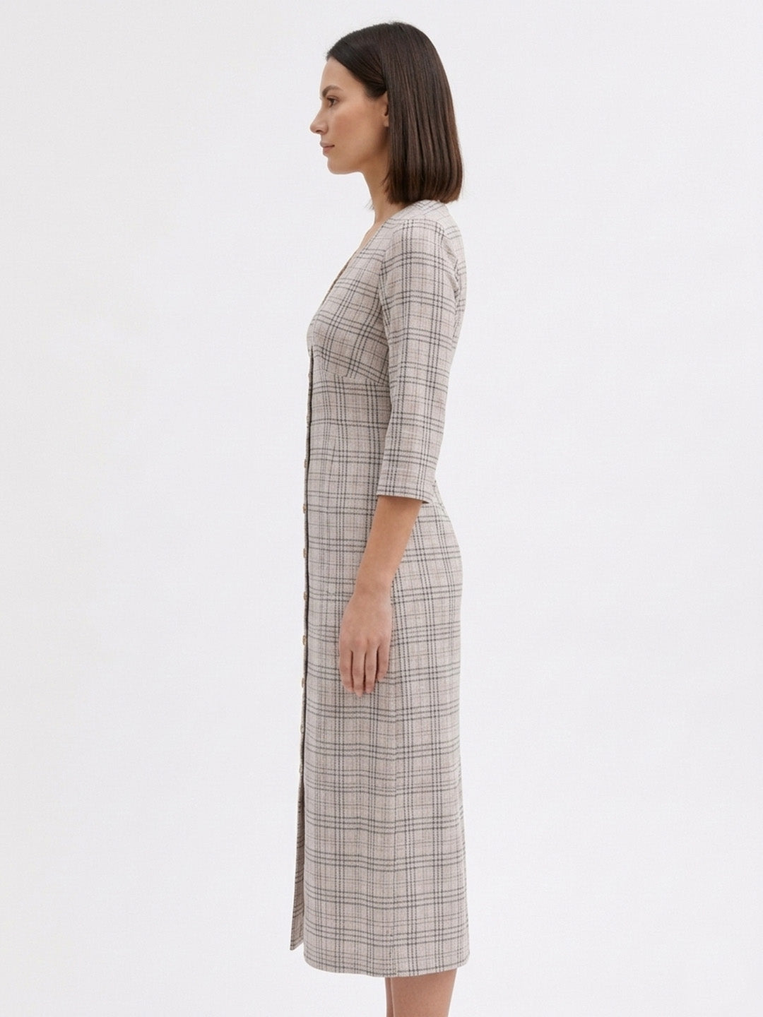 Scoup Women's cotton-check-long-dress