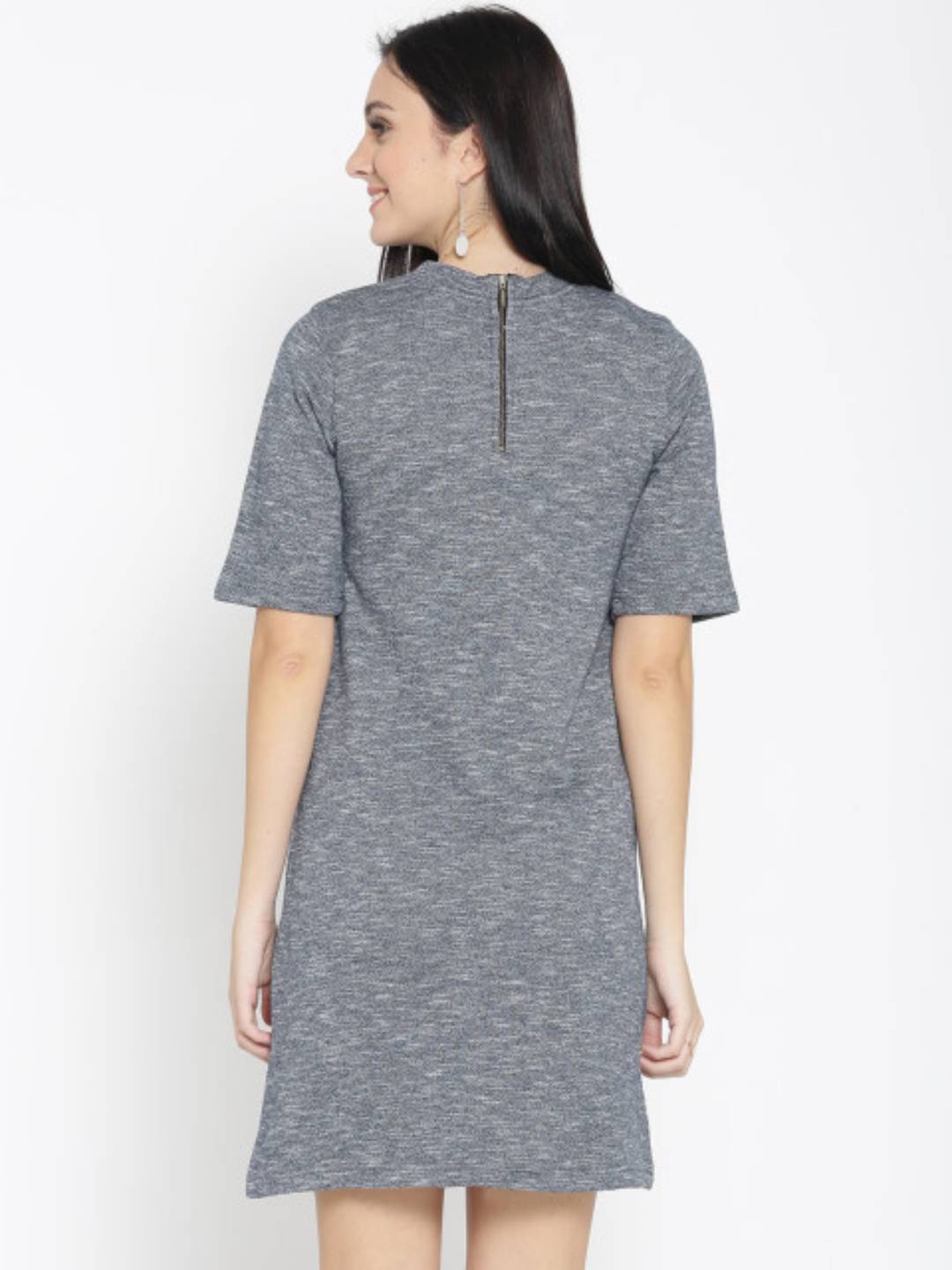 Women Grey Front Embroidered Dress