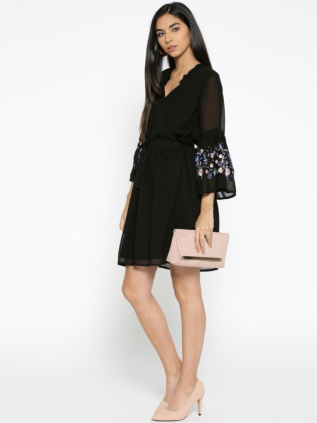 Embroidered Bell Sleeves Dress