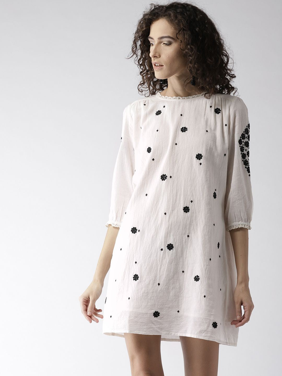 Embroidered Shift Dress