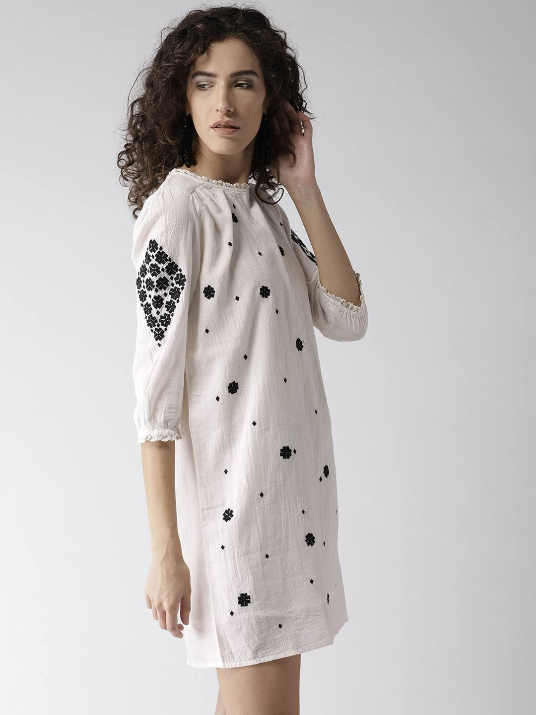 Embroidered Shift Dress