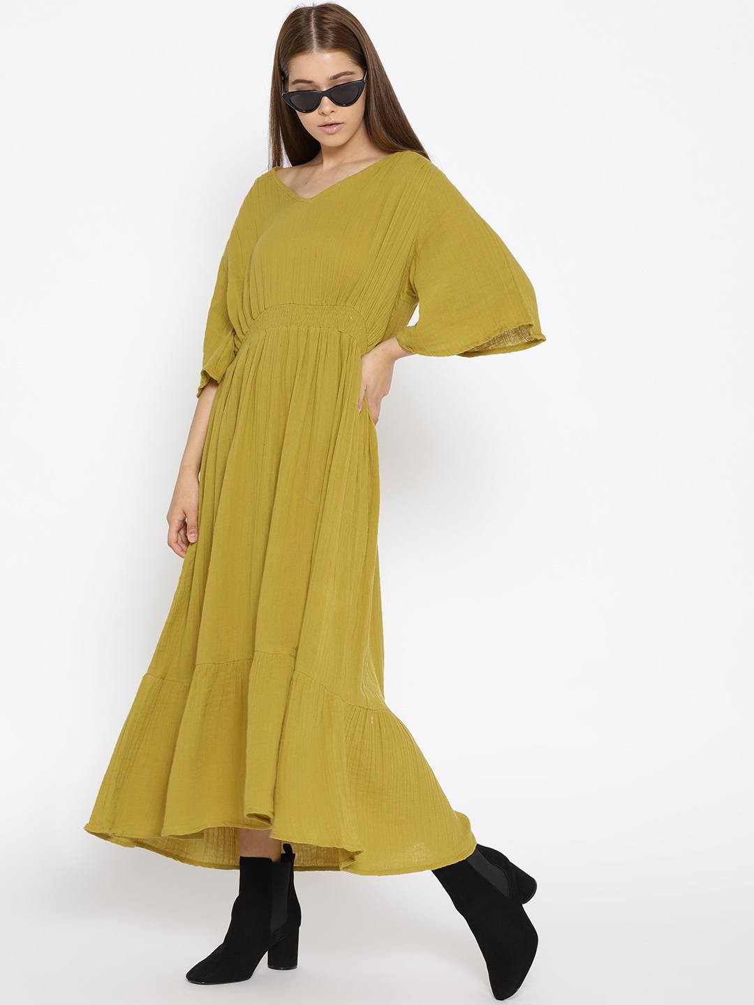 Scoup Women Olive Green Solid Maxi Dress