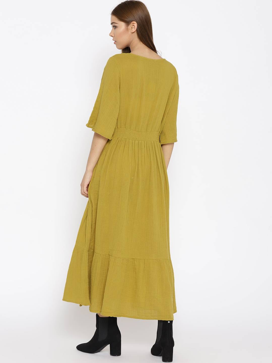 Scoup Women Olive Green Solid Maxi Dress