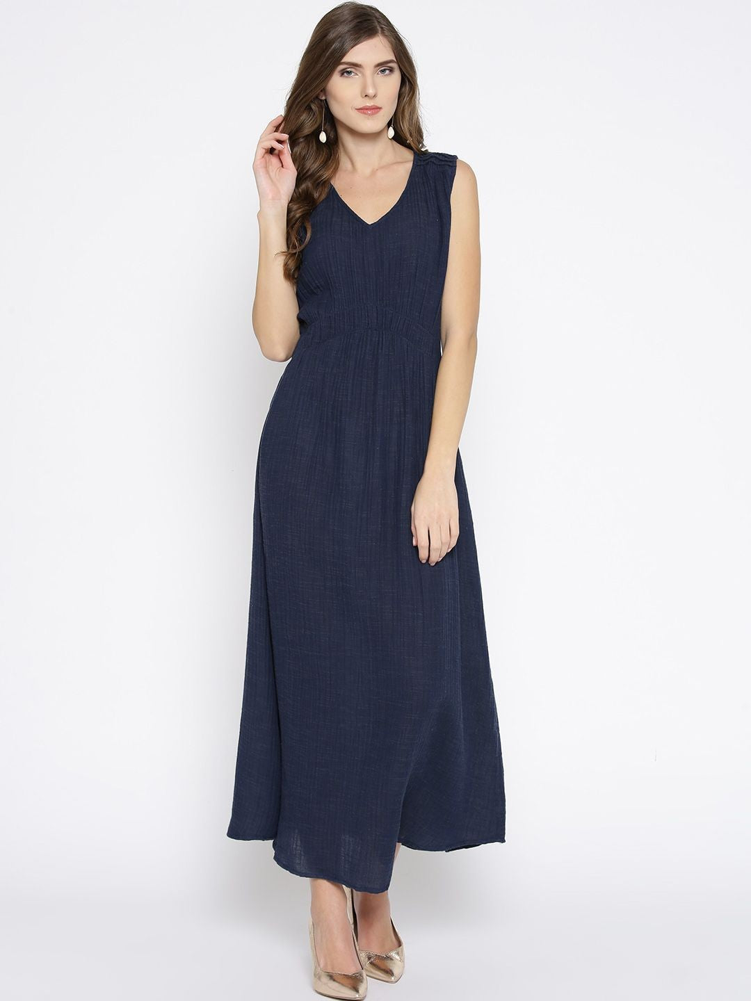 Sleeveless Navy Blue Maxi Dress