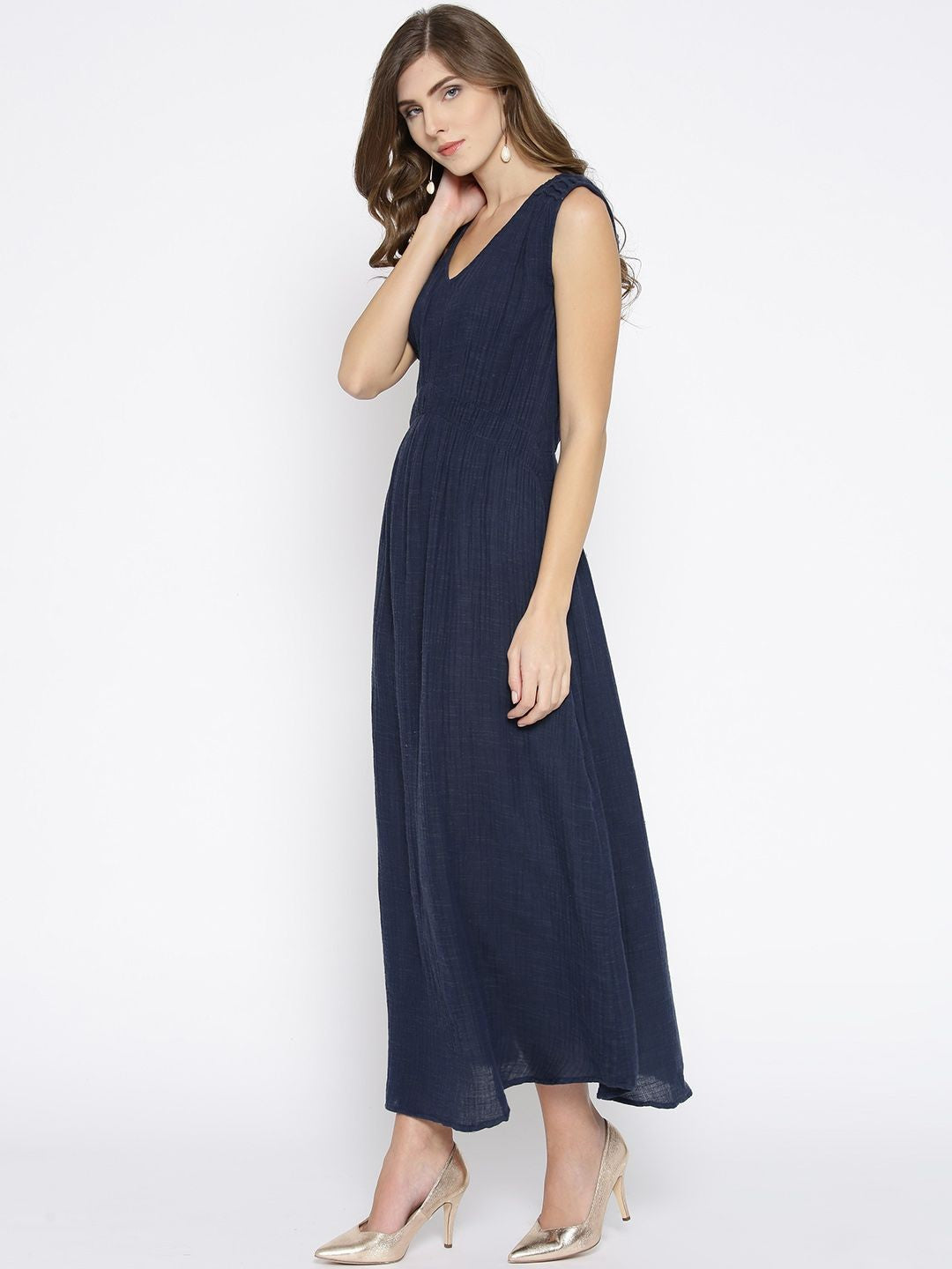 Sleeveless Navy Blue Maxi Dress