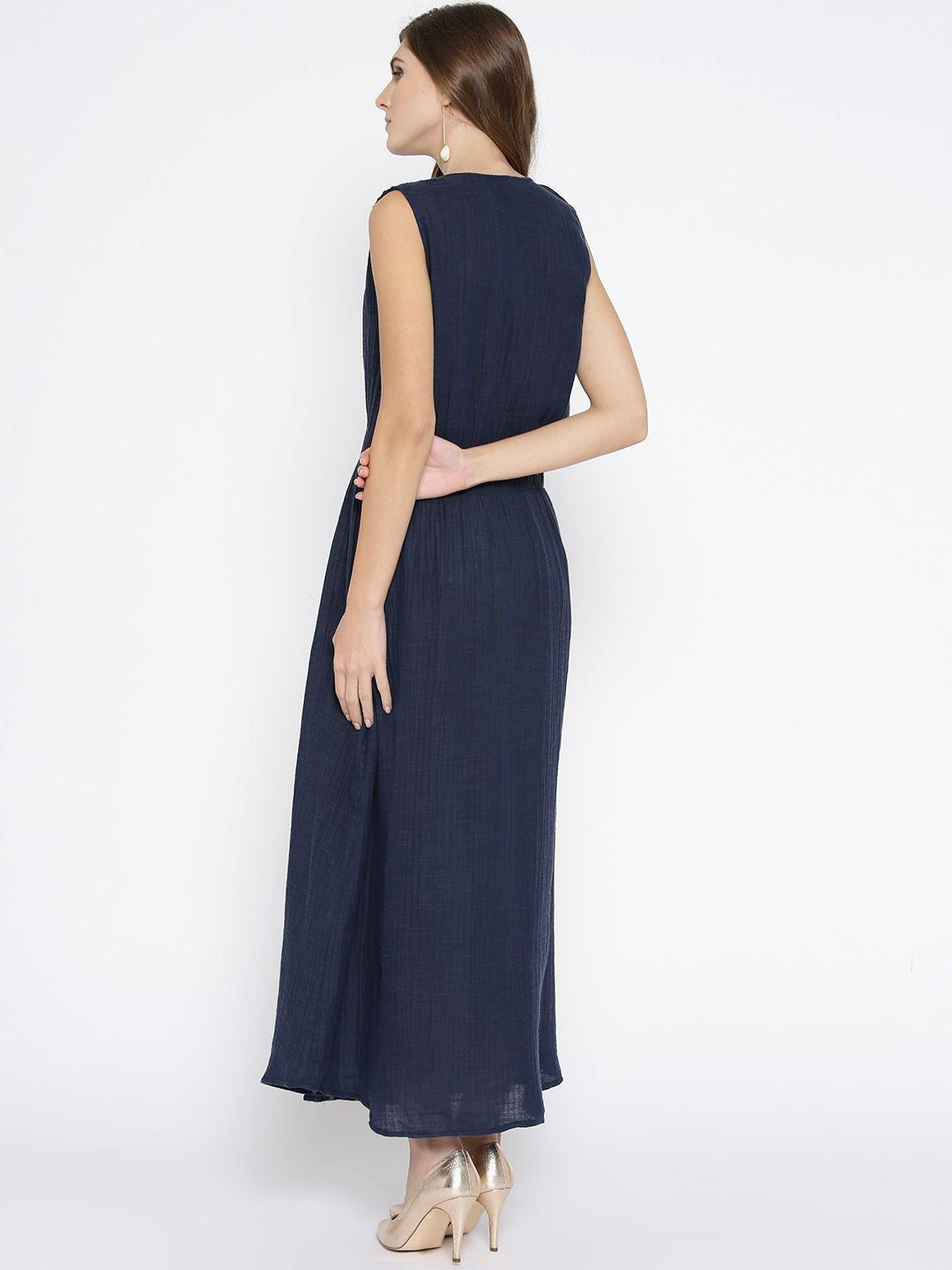 Sleeveless Navy Blue Maxi Dress