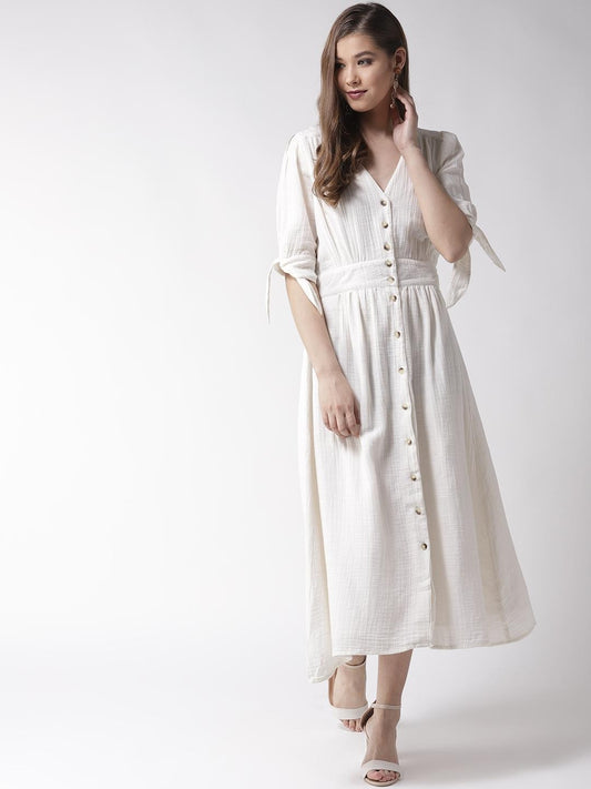 Scoup Off White Cotton Long Dress