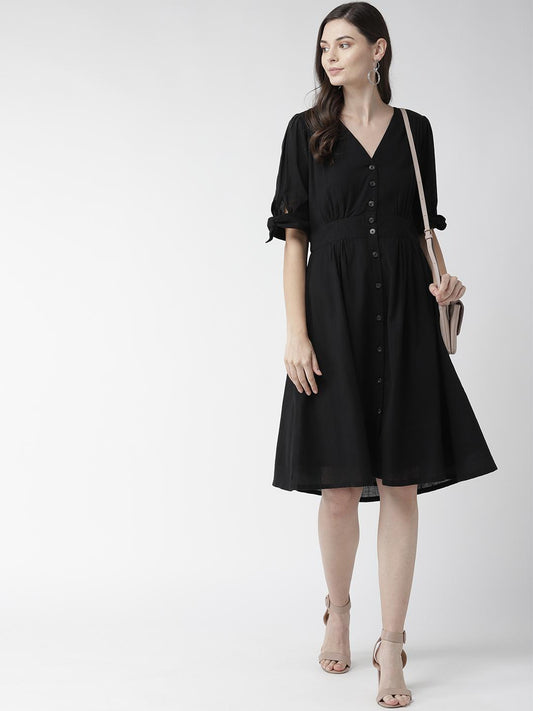 Scoup Black Fitted Waist Dress