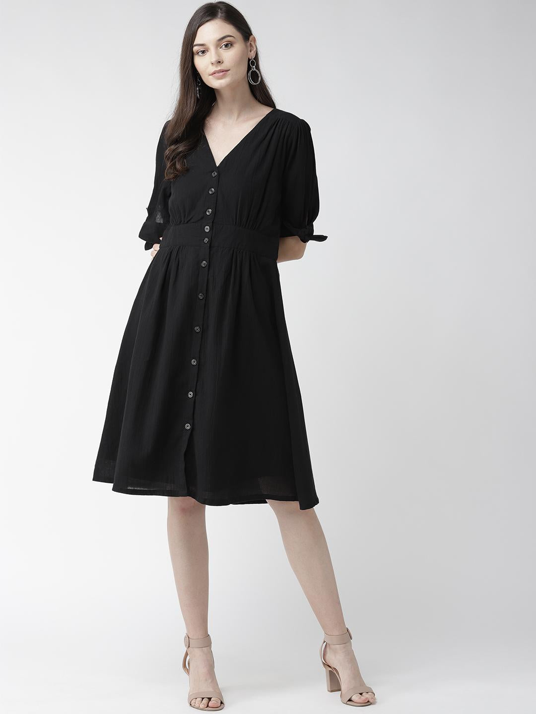 Scoup Black Fitted Waist Dress