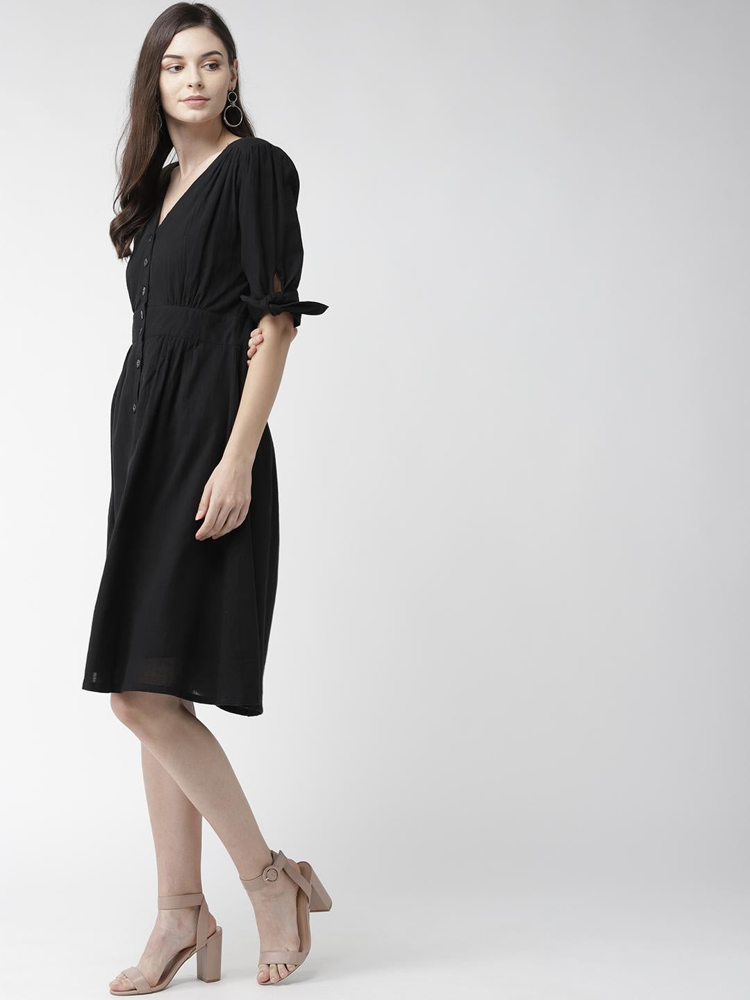 Scoup Black Fitted Waist Dress