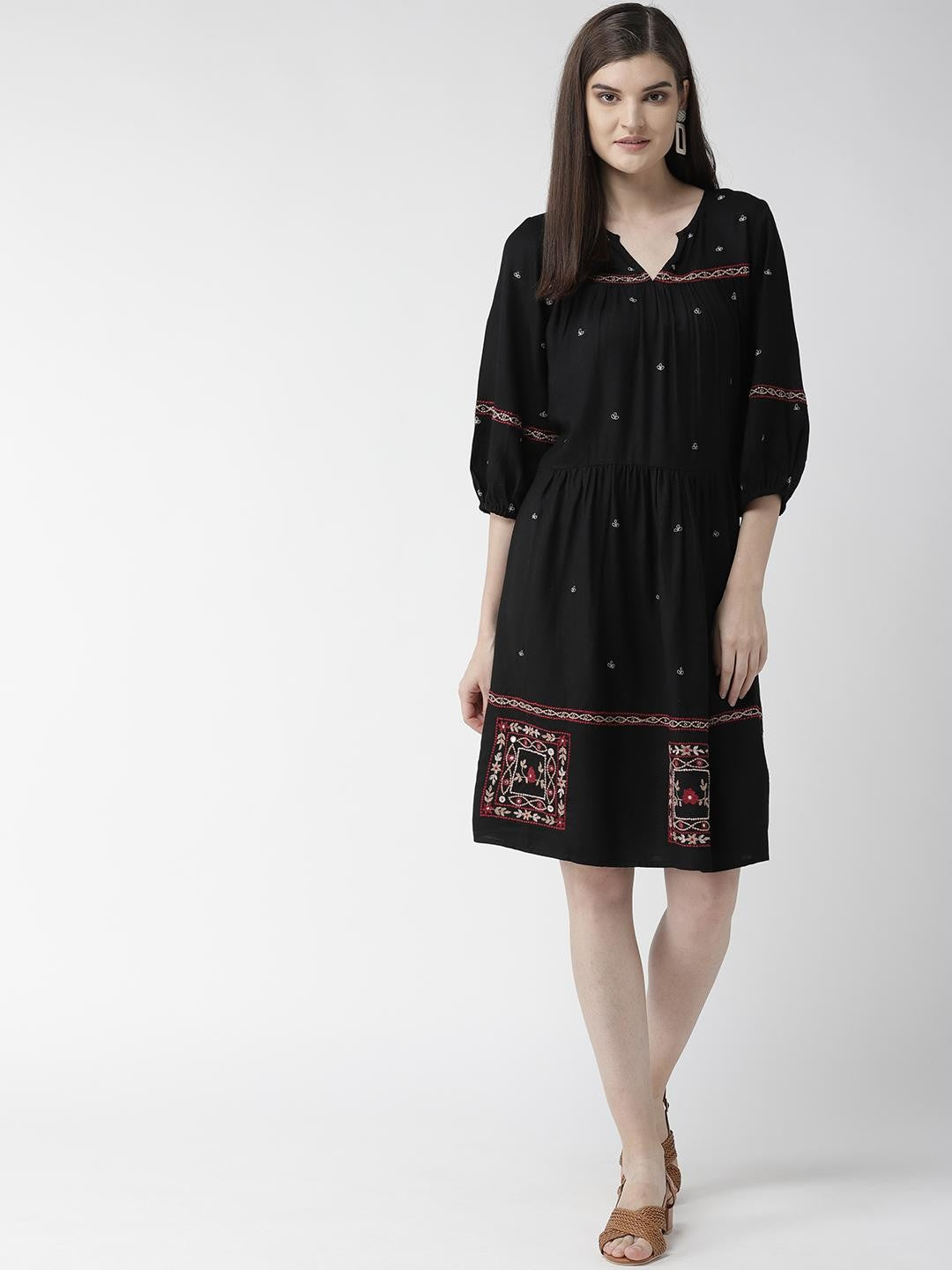 Embroidered Black Dress