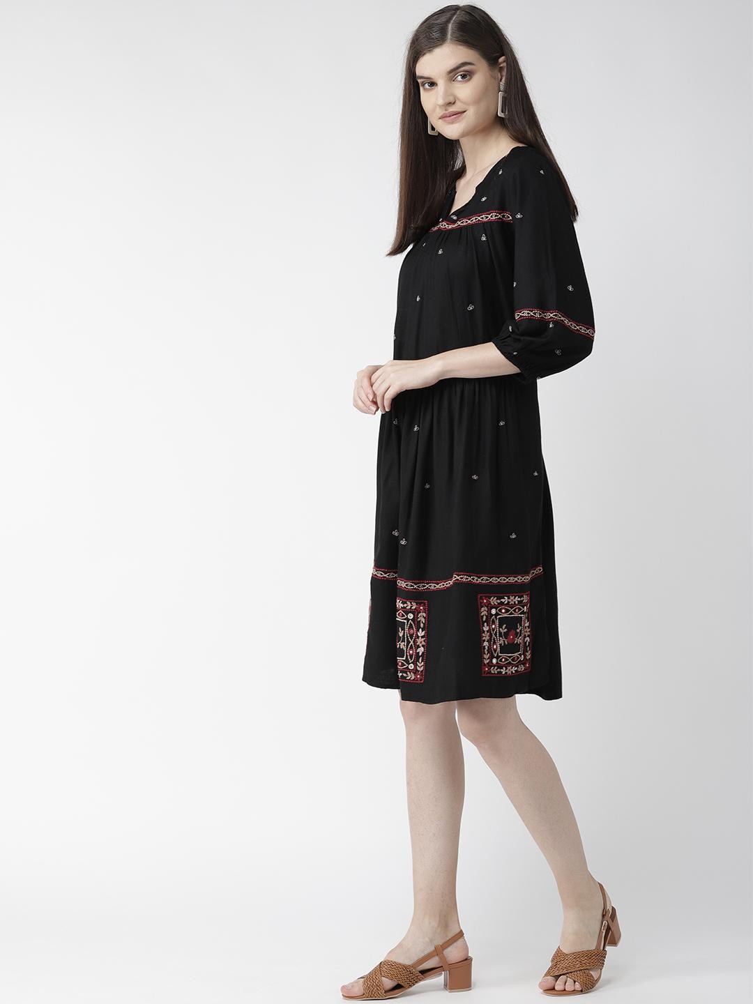Embroidered Black Dress