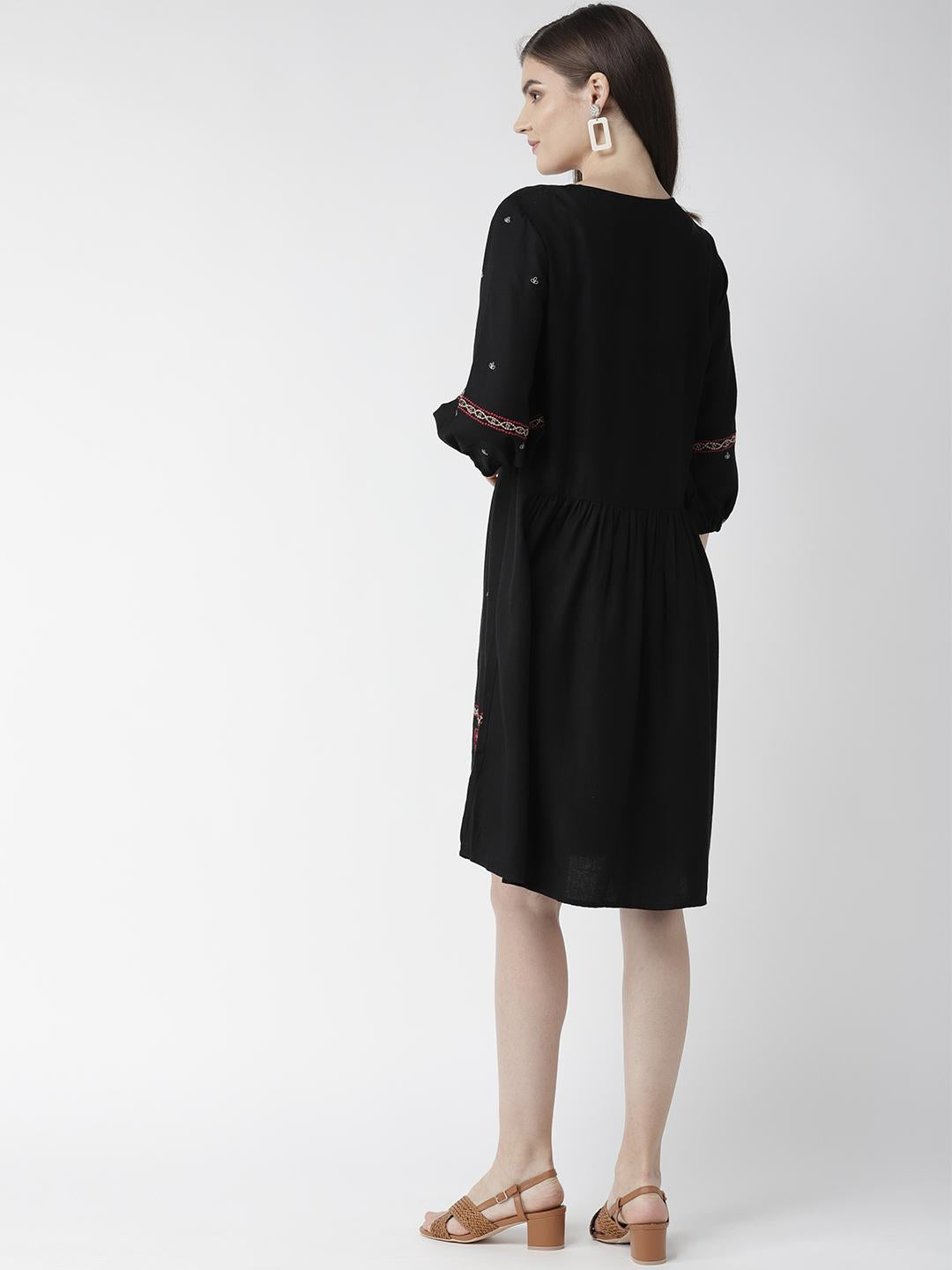 Embroidered Black Dress
