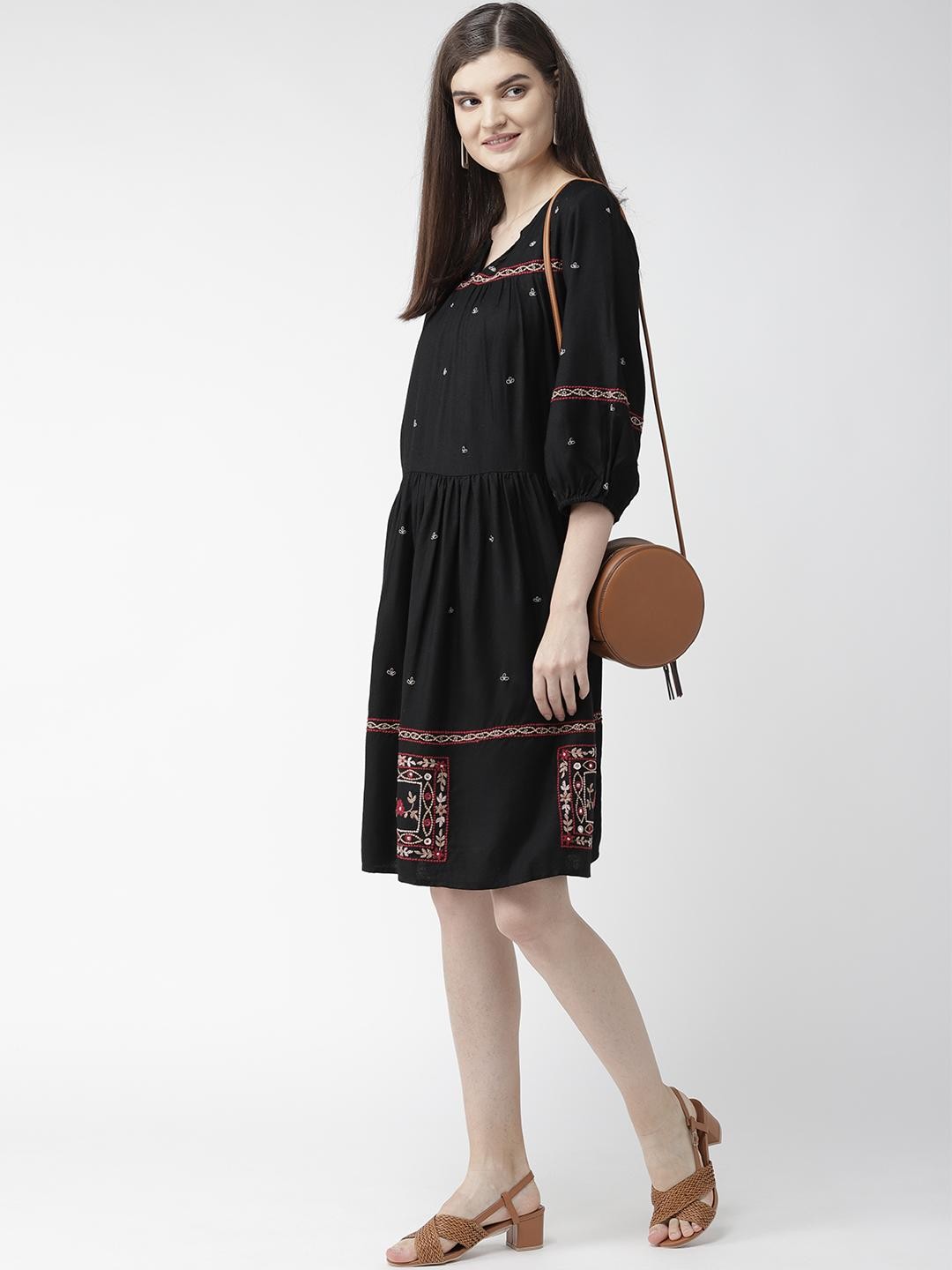 Embroidered Black Dress
