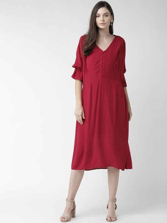 Scoup Rayon Crepe Solid Dress
