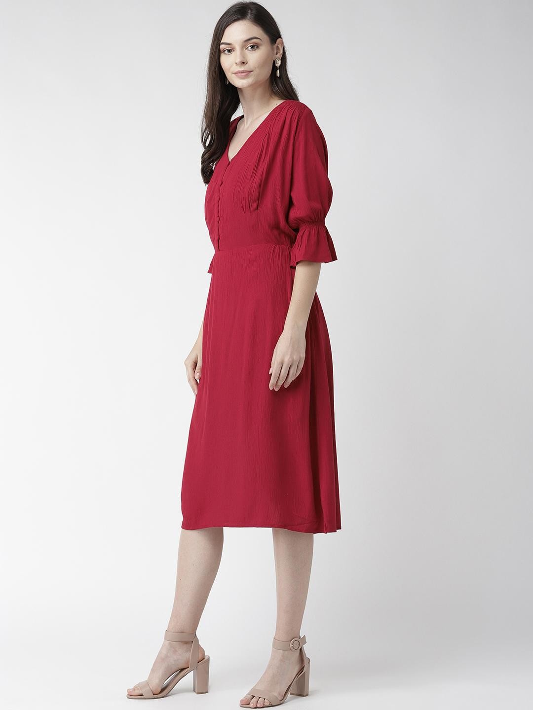 Scoup Rayon Crepe Solid Dress