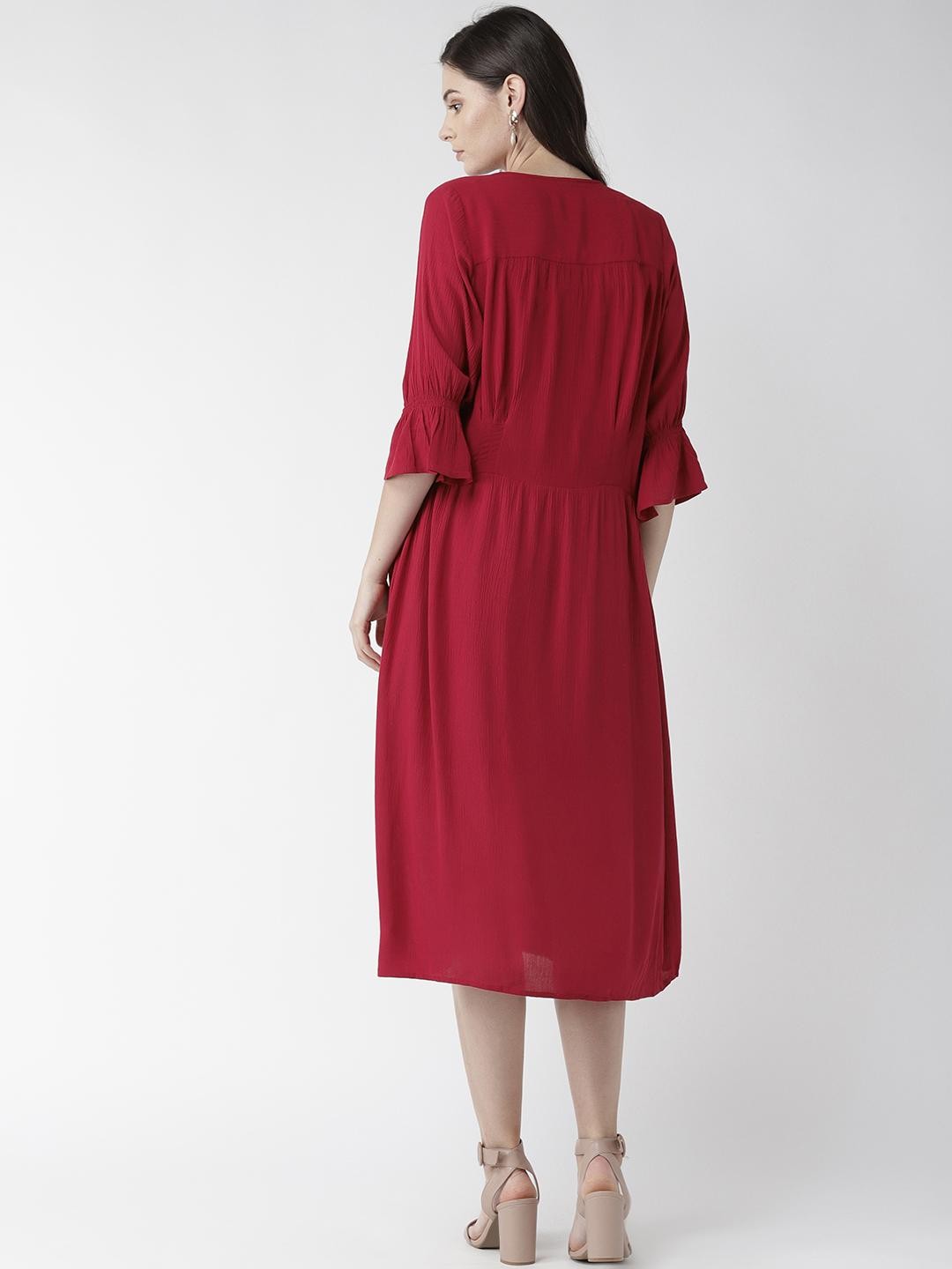 Scoup Rayon Crepe Solid Dress