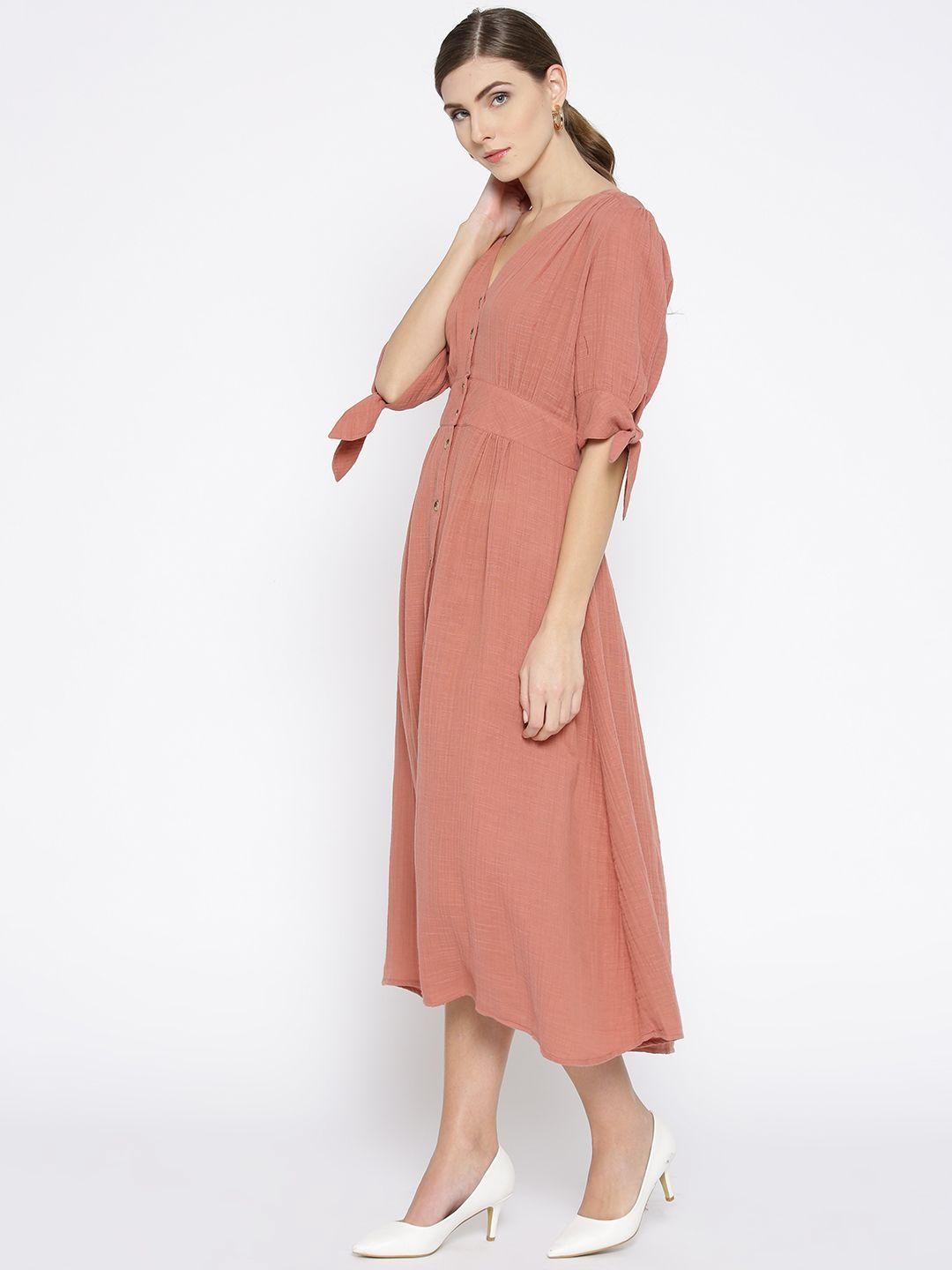 Scoup Pink Solid A-Line Dress