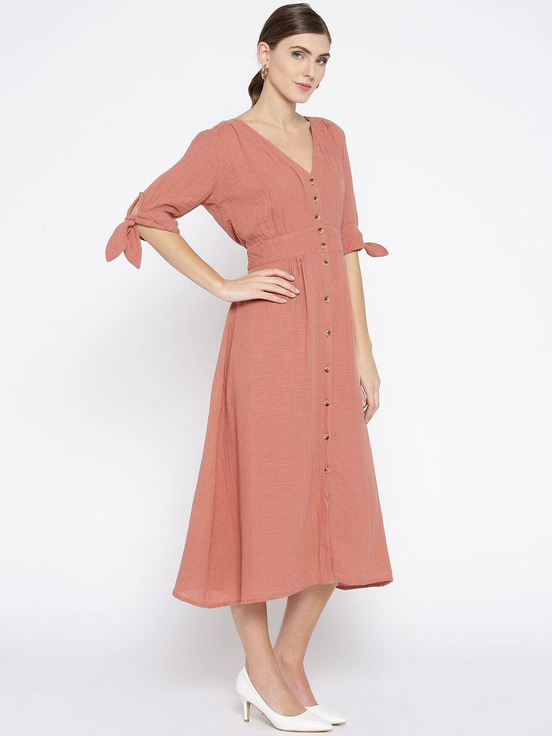 Scoup Pink Solid A-Line Dress