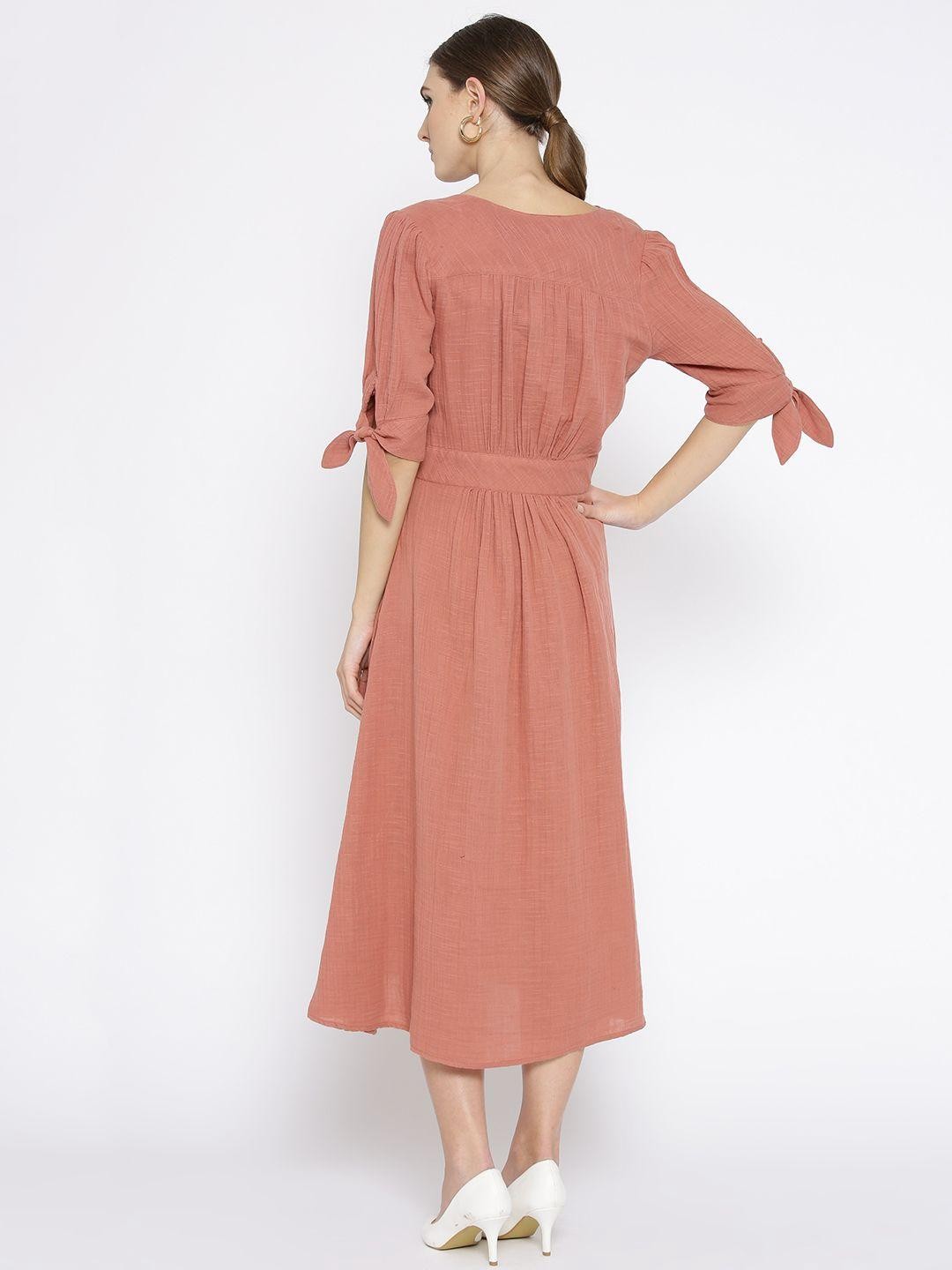 Scoup Pink Solid A-Line Dress