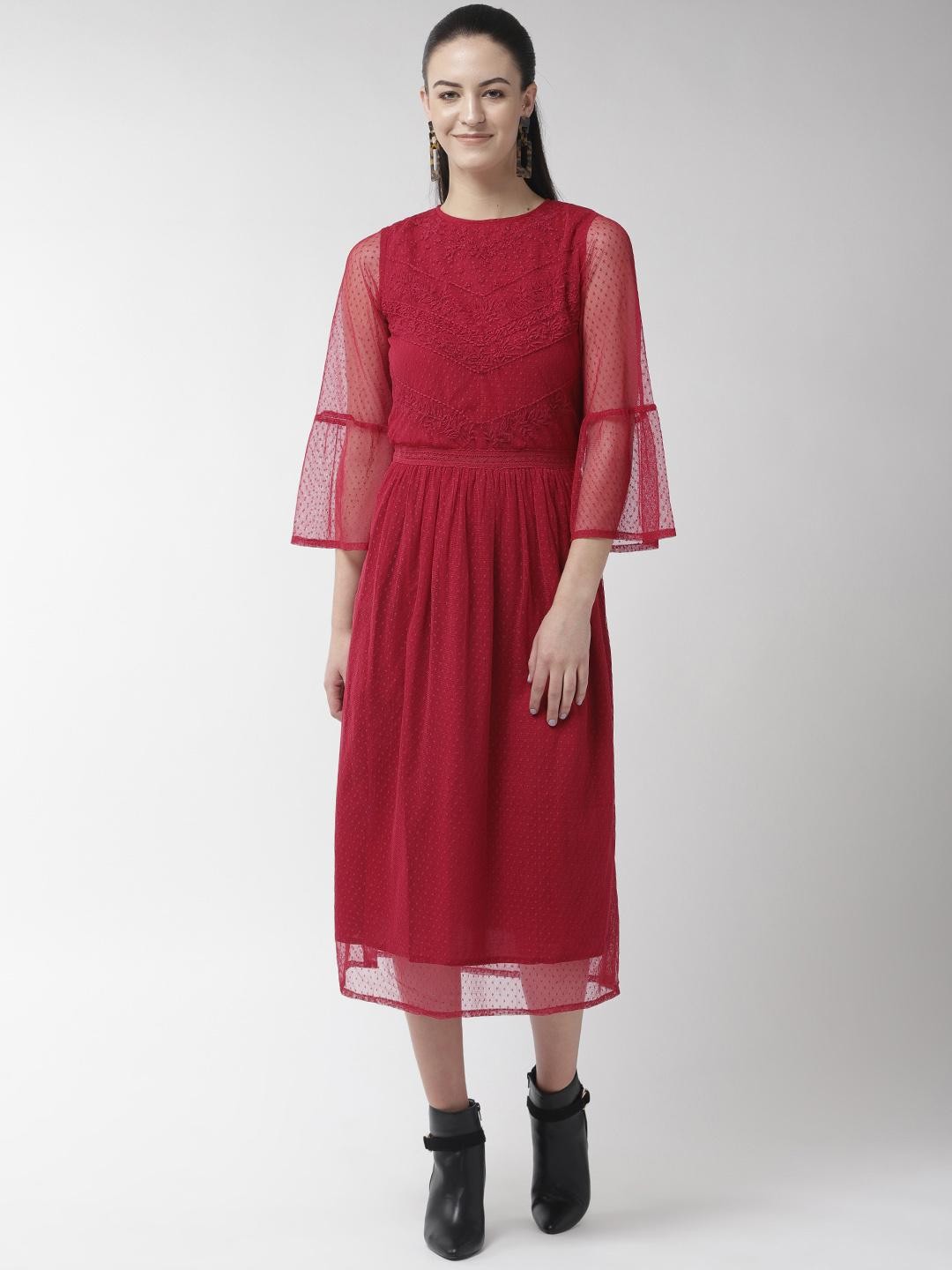 Scoup Buta Mesh Embroidered lace Insert Dress