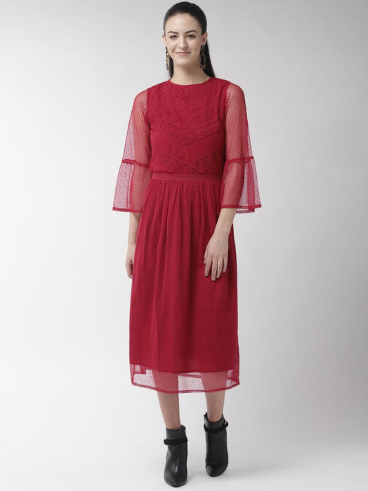 Scoup Buta Mesh Embroidered lace Insert Dress