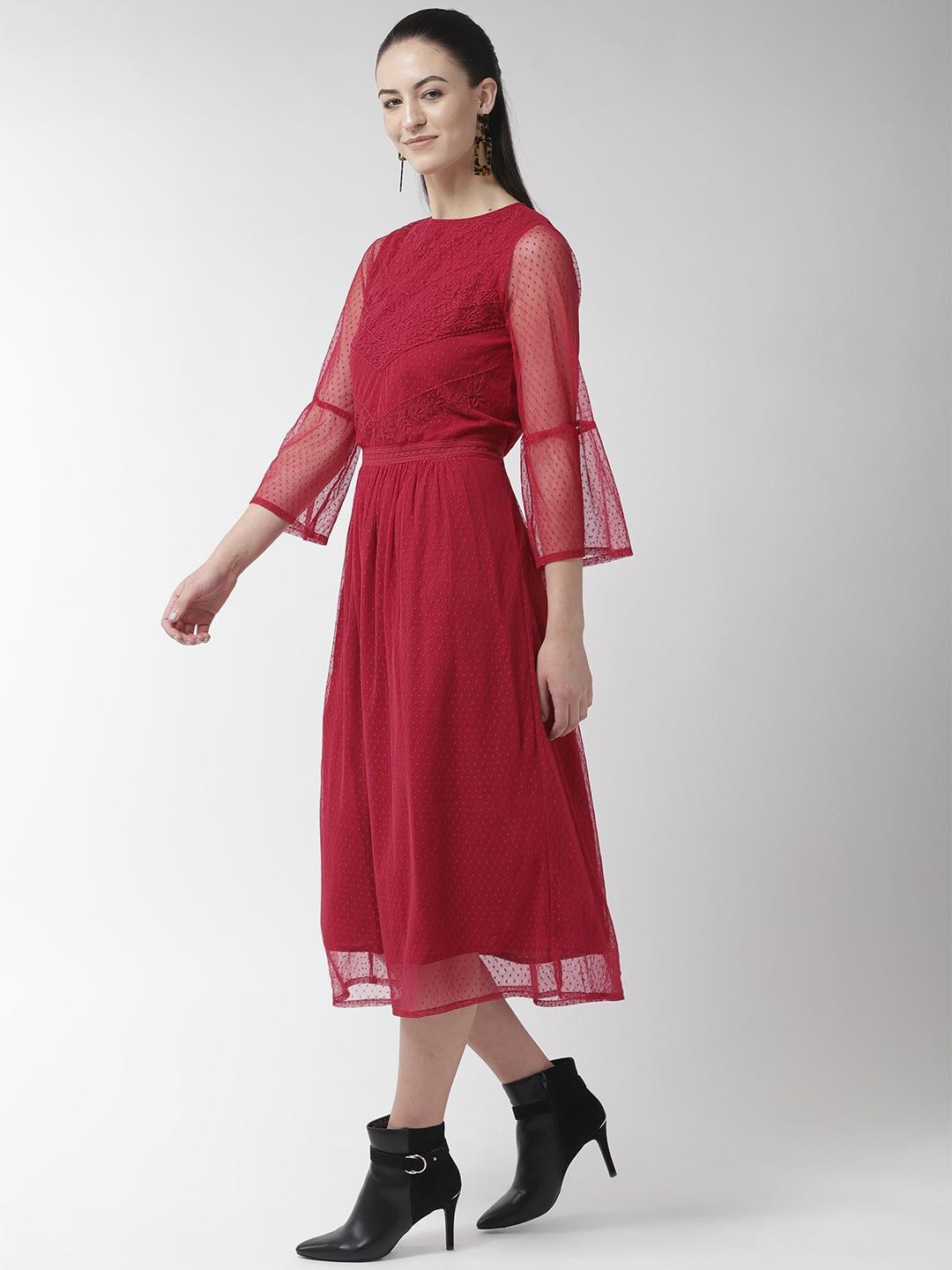 Scoup Buta Mesh Embroidered lace Insert Dress