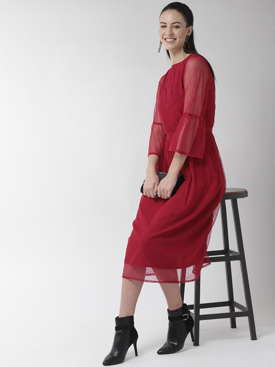 Scoup Buta Mesh Embroidered lace Insert Dress