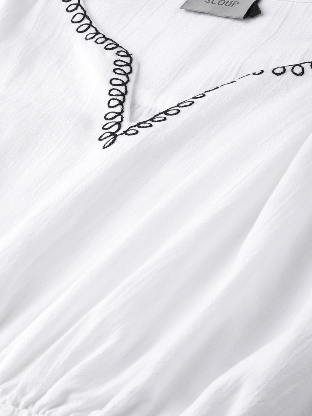 Scoup White & Black Solid A-Line Dress