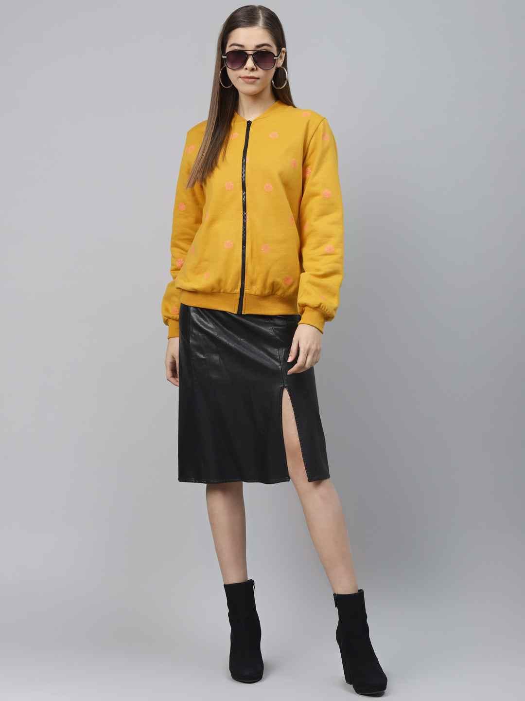 Scoup Front open Printed Fleece Jacket