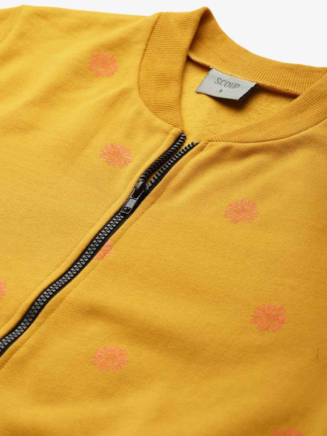 Scoup Front open Printed Fleece Jacket